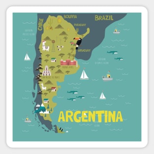 Argentina Illustrated Map Magnet